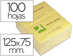Bloc 100 notas adhesivas quita y pon Q-Connect 76x127mm. Amarillas